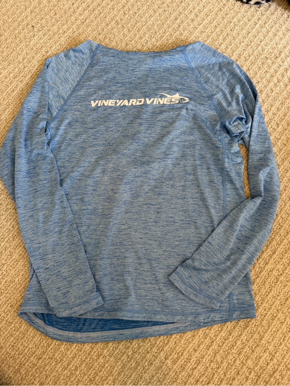 Vineyard Vines Blue Marled Long Sleeve Performance Top